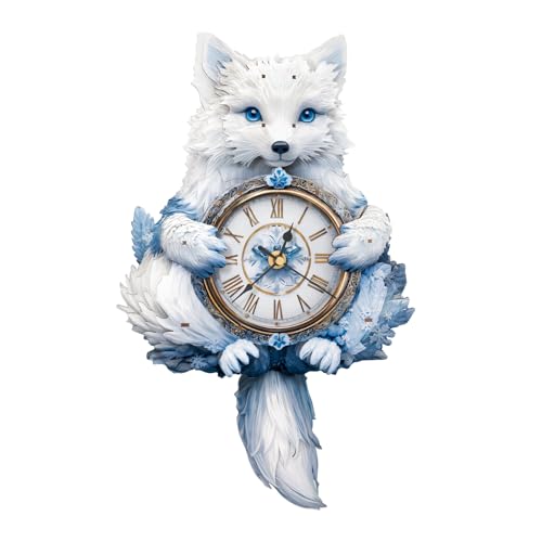Cutywood 3D Holzpuzzle Erwachsene, Polarfuchs Uhr 3D Puzzles Mit funktionaler Uhr (24,6cm*38,8cm), Schreibtisch/Wand Wohndeko, Geschenke für Freunde/Familien Spieleabend von Cutywood