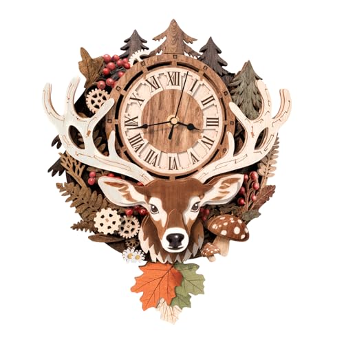 Cutywood 3D Holzpuzzle Erwachsene, Rentier Uhr 3D Puzzles Mit Funktionaler Uhr (26,3cm*34,5cm), Schreibtisch/Wand Wohndeko, Geschenke für Freunde/Familien Spieleabend von Cutywood
