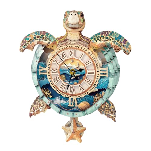 Cutywood 3D Holzpuzzle Erwachsene, Schildkröte Uhr 3D Puzzles Mit funktionaler Uhr (26,2cm*30,4cm), Schreibtisch/Wand Wohndeko, Geschenke für Freunde/Familien Spieleabend von Cutywood
