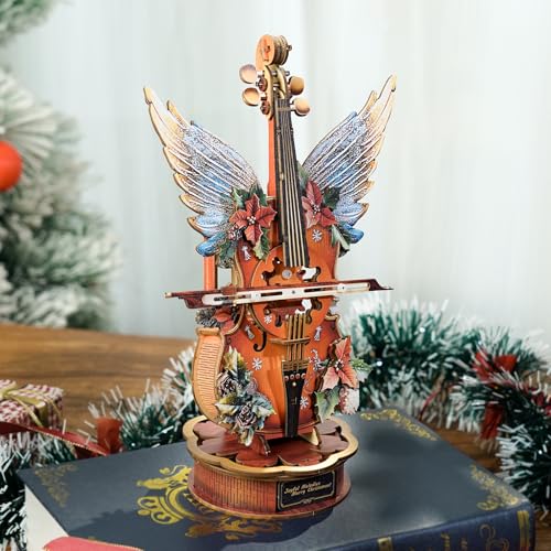 Cutywood 3D Holzpuzzle Erwachsene, Weihnachten Dongqing Cello Holz Spieluhr Modellbausätze, Schreibtisch Wohn Dekoration/Hobbys für Frauen und Männer, Geschenk zum Geburtstag und zu Weihnachten von Cutywood