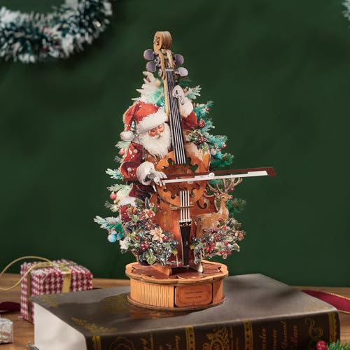 Cutywood 3D Holzpuzzle Erwachsene, Weihnachtskonzert Cello Holz Spieluhr Modellbausätze, Basteln/Schreibtisch Wohn Dekoration/Hobbys für Frauen und Männer, Geschenk zum Geburtstag und zu Weihnachten von Cutywood