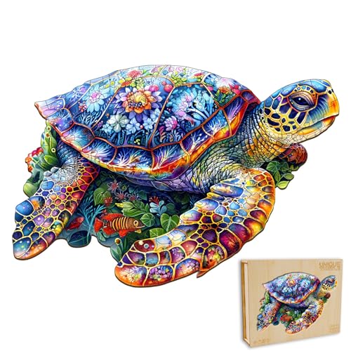 Holzpuzzle Erwachsene, Meeresschildkröte Puzzle (L 34 * 22.9cm 240 Teile) Schöne Geschenkverpackung, Wooden Puzzle für Erwachsene und Kinder Festgeschenk von Cutywood