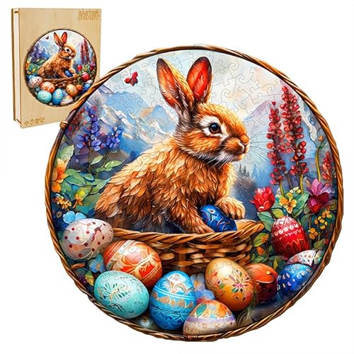 Holzpuzzle Erwachsene und Kinder, Osterhase Wooden Puzzle Erwachsene (M 29 * 29cm 200 Teile) Jigsaw Puzzle Schöne Geschenkverpackung, Festgeschenk von Cutywood