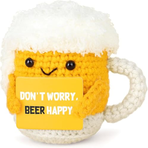 Cuvstvo Positives Häkelbier, handgefertigt, emotionale Unterstützung, Geschenke, inspirierende Geschenke für Frauen, Männer, Freunde, Kollegen, emotionale Aufmunterung, Geschenk zum Geburtstag (Bier) von Cuvstvo