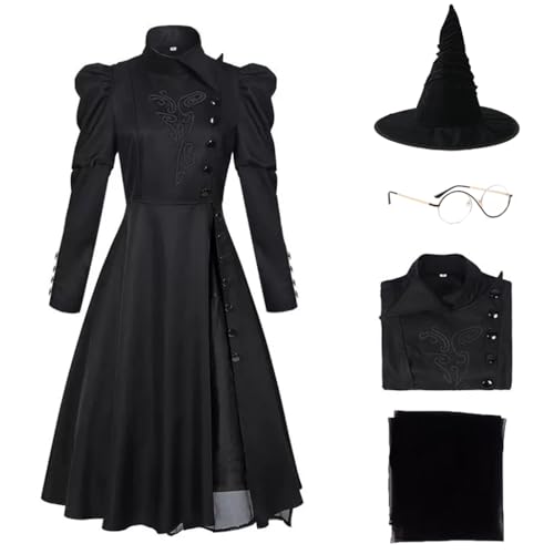 Cuzeolin Elphaba Hexenkostüm für Erwachsene, schwarzes Kleid mit Hut, Brille, Halloween, böses schwarzes Kleid, Damen, Größe XS Cuzeolin Elphaba Hexenkostüm für Erwachsene, schwarzes Kleid mit Hut, Brille, Halloween, böses schwarzes Kleid, Damen, Größe XS von Cuzeolin