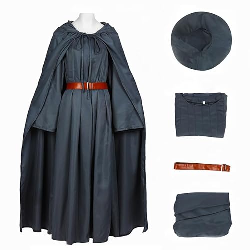 Cuzeolin Gandalf Kostüm Erwachsene Zauberer Robe Ritter Kapuzenumhang Gürtel Halloween Cosplay Komplettes Set Outfits mit Hut 3XL von Cuzeolin