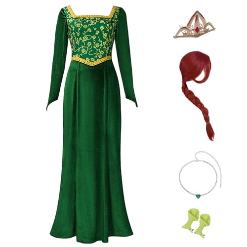 Cuzeolin Prinzessinnen-Kostümkleid für Damen, lange Ärmel, grünes Samtkleid, elegantes Partykleid, Größe XS Cuzeolin Prinzessinnen-Kostümkleid für Damen, lange Ärmel, grünes Samtkleid, elegantes Partykleid, Größe XS von Cuzeolin