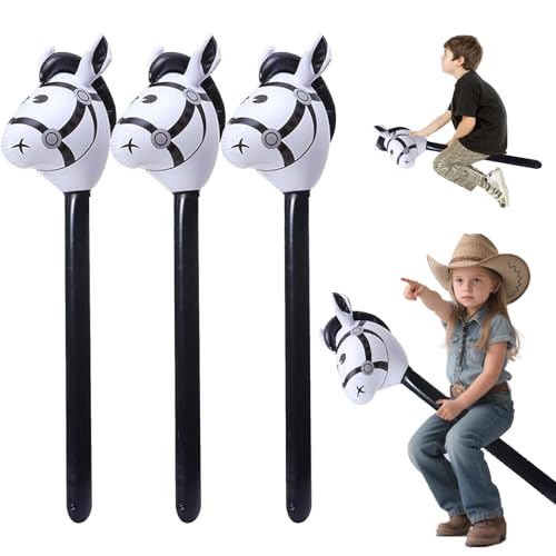 CwiZex Steckenpferd Einhorn, 3 Stück Hobby Horse Pferde Für Kinder, Steckenpferd Kinder Für Pferde-Motto-Geburtstagsfeier, Karneval Cosplay Events, Foto Booth Requisiten, 95x21x3 cm von CwiZex