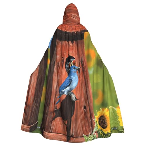 Cxzmnba Birds & Sunflowers Unisex Cosplay Kostüm Halloween Kapuzenumhang Umhang für Party Verkleiden voller Länge Uniform Robe von Cxzmnba