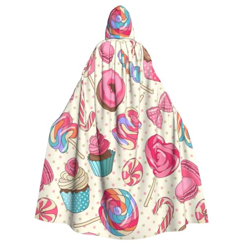 Cxzmnba Buntes süßes Lutscher-Cupcake-Donut-Kostüm, Unisex, Cosplay-Kostüm, Halloween, Kapuzenumhang für Partys, Verkleidungen, durchgehender Uniform-Bademantel Cxzmnba Buntes süßes Lutscher-Cupcake-Donut-Kostüm, Unisex, Cosplay-Kostüm, Halloween, Kapuzenumhang für Partys, Verkleidungen, durchgehender Uniform-Bademantel von Cxzmnba