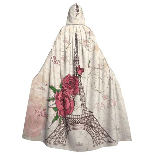 Cxzmnba Eiffelturm Rose Blume Unisex Cosplay Kostüm Halloween Kapuzenumhang Umhang für Party Verkleiden voller Länge Uniform Robe Cxzmnba Eiffelturm Rose Blume Unisex Cosplay Kostüm Halloween Kapuzenumhang Umhang für Party Verkleiden voller Länge Uniform Robe von Cxzmnba