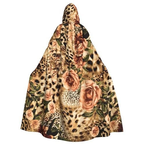 Cxzmnba Gestreifter Leopardenmuster, Unisex, Cosplay-Kostüm, Halloween, Kapuzenumhang, Umhang für Party, Verkleidung, volle Länge, Uniform-Bademantel von Cxzmnba