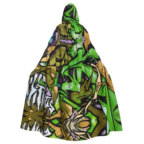 Cxzmnba Graffiti-Zeichnung-Kunst Unisex Cosplay Kostüm Halloween Kapuzenumhang Umhang für Party Verkleiden voller Länge Uniform Robe von Cxzmnba