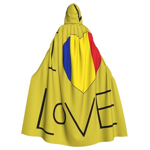Cxzmnba Herz mit rumänischer Flagge, Unisex, Cosplay-Kostüm, Halloween, Kapuzenumhang, Umhang für Party, Verkleidung, volle Länge, Uniform-Bademantel Cxzmnba Herz mit rumänischer Flagge, Unisex, Cosplay-Kostüm, Halloween, Kapuzenumhang, Umhang für Party, Verkleidung, volle Länge, Uniform-Bademantel von Cxzmnba