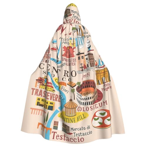 Cxzmnba Illus Unisex-Kostüm, Motiv: Karte von Rom mit Sehenswürdigkeiten, Halloween-Kapuzenumhang für Partys, Verkleidungen, durchgehender Uniform-Bademantel Cxzmnba Illus Unisex-Kostüm, Motiv: Karte von Rom mit Sehenswürdigkeiten, Halloween-Kapuzenumhang für Partys, Verkleidungen, durchgehender Uniform-Bademantel von Cxzmnba
