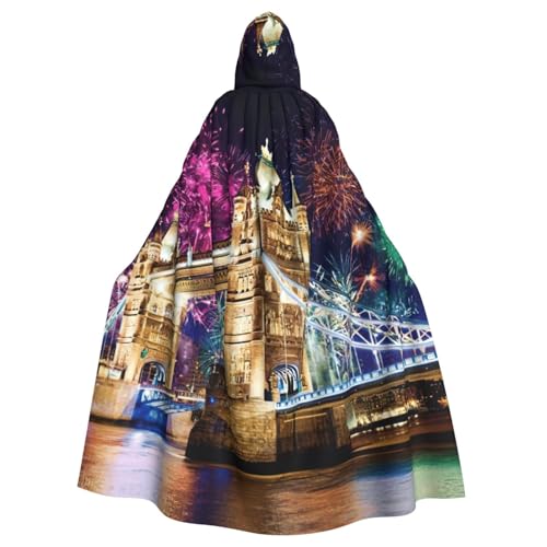 Cxzmnba Night London Tower Bridge, Unisex, Cosplay-Kostüm, Halloween, Kapuzenumhang, Umhang für Party, Verkleidung, volle Länge, Uniform-Bademantel von Cxzmnba