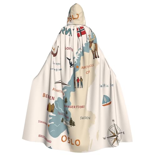 Cxzmnba Norwegen-Karte mit verschiedenen Symbolen, Unisex, Cosplay-Kostüm, Halloween, Kapuzenumhang, Umhang für Party, Verkleidung, volle Länge, Uniform-Bademantel Cxzmnba Norwegen-Karte mit verschiedenen Symbolen, Unisex, Cosplay-Kostüm, Halloween, Kapuzenumhang, Umhang für Party, Verkleidung, volle Länge, Uniform-Bademantel von Cxzmnba