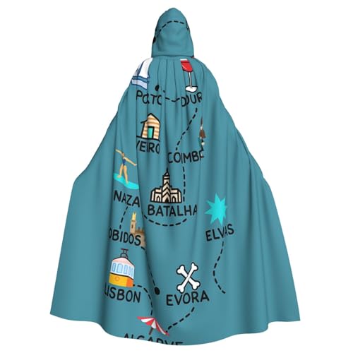 Cxzmnba Portugal Reisekarte, Unisex, Cosplay-Kostüm, Halloween, Kapuzenumhang, Umhang für Party, Verkleidung, volle Länge, Uniform-Bademantel Cxzmnba Portugal Reisekarte, Unisex, Cosplay-Kostüm, Halloween, Kapuzenumhang, Umhang für Party, Verkleidung, volle Länge, Uniform-Bademantel von Cxzmnba