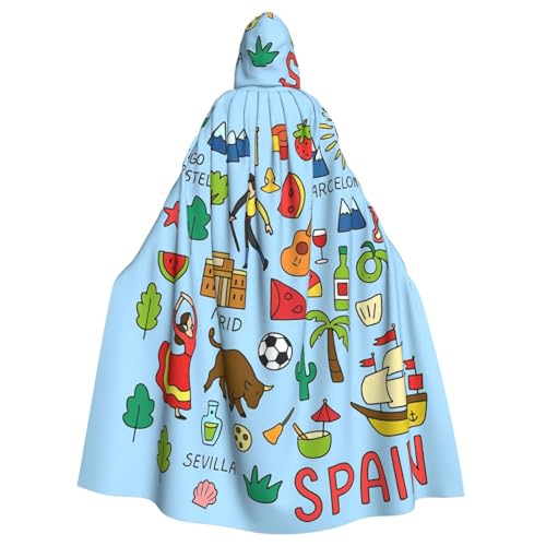 Cxzmnba Spanien-Reise-Icons, Kunstwerk, Unisex, Cosplay-Kostüm, Halloween, Kapuzenumhang, Umhang für Party, Verkleidung, durchgehender Uniform-Bademantel Cxzmnba Spanien-Reise-Icons, Kunstwerk, Unisex, Cosplay-Kostüm, Halloween, Kapuzenumhang, Umhang für Party, Verkleidung, durchgehender Uniform-Bademantel von Cxzmnba