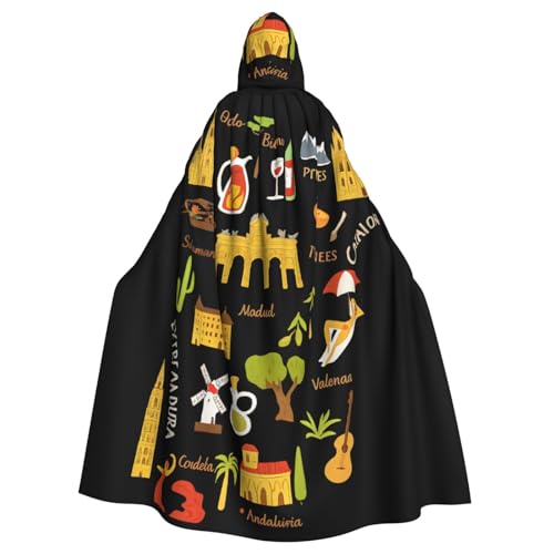 Cxzmnba Spanien-Reise-Icons, Kunstwerk, Unisex, Cosplay-Kostüm, Halloween, Kapuzenumhang, Umhang für Party, Verkleidung, durchgehender Uniform-Bademantel Cxzmnba Spanien-Reise-Icons, Kunstwerk, Unisex, Cosplay-Kostüm, Halloween, Kapuzenumhang, Umhang für Party, Verkleidung, durchgehender Uniform-Bademantel von Cxzmnba