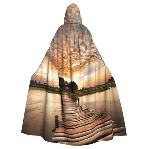 Cxzmnba Sunset Atemberaubender See-Brücke, Unisex, Cosplay-Kostüm, Halloween, Kapuzenumhang, Umhang für Party, Verkleidung, volle Länge, Uniform-Bademantel Cxzmnba Sunset Atemberaubender See-Brücke, Unisex, Cosplay-Kostüm, Halloween, Kapuzenumhang, Umhang für Party, Verkleidung, volle Länge, Uniform-Bademantel von Cxzmnba