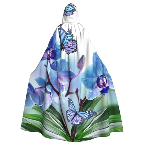 Cxzmnba Umhang mit Kapuze und Blume, Schmetterling, Unisex, Cosplay, Halloween, Umhang für Party, Verkleidung, volle Länge, Uniform-Bademantel von Cxzmnba