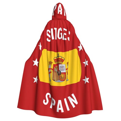 Cxzmnba Umhang mit spanischer Flagge, Sternmuster, Unisex, Cosplay, Halloween, Kapuzenumhang, Umhang für Party, Verkleidung, durchgehender Uniform-Bademantel Cxzmnba Umhang mit spanischer Flagge, Sternmuster, Unisex, Cosplay, Halloween, Kapuzenumhang, Umhang für Party, Verkleidung, durchgehender Uniform-Bademantel von Cxzmnba
