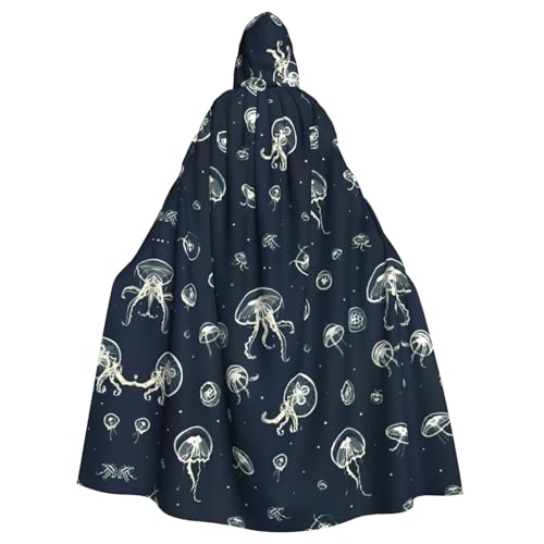 Cxzmnba Unisex Cosplay-Kostüm mit Quallenmuster, Halloween-Kapuzenumhang für Partys, Verkleidungen, Ganzkörper-Bademantel von Cxzmnba