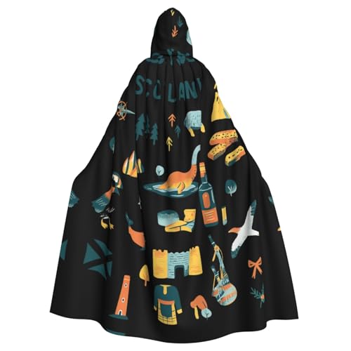 Cxzmnba Unisex-Kostüm für Cosplay, Cosplay, Schottisches Essen und Kultur, Umhang mit Kapuze, Umhang für Partys, Ganzkörper-Bademantel von Cxzmnba