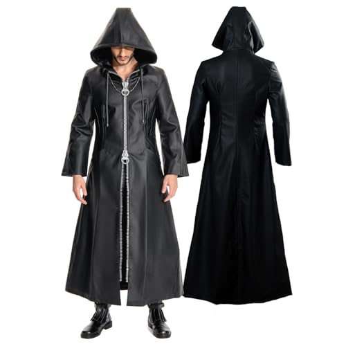 Cyborey Anime Cosplay Kostüme Erwachsene Lederjacke Steampunk Kostüm Herren Schwarzer Trenchcoat mit Kapuze Cyborey Anime Cosplay Kostüme Erwachsene Lederjacke Steampunk Kostüm Herren Schwarzer Trenchcoat mit Kapuze von Cyborey
