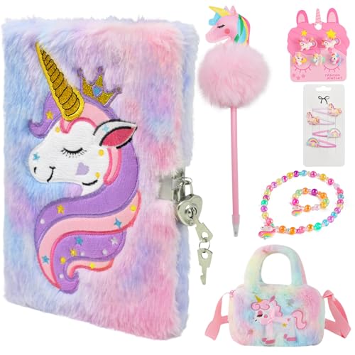 Cyiecw Plüsch Einhorn Tagebuch mit Schloss Mädchen, A5 Einhorn Notizbuch mit 160 Seiten, Geheimes Journal Set mit Einhorn Stift und Kinderschmuck, Einhorn Geschenk für Mädchen ab 3 Jahre Cyiecw Plüsch Einhorn Tagebuch mit Schloss Mädchen, A5 Einhorn Notizbuch mit 160 Seiten, Geheimes Journal Set mit Einhorn Stift und Kinderschmuck, Einhorn Geschenk für Mädchen ab 3 Jahre von Cyiecw