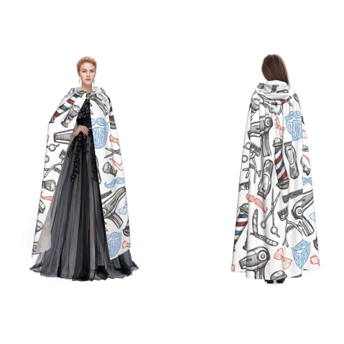(Barber Shop Monochrom-Stil) Unisex Kapuzenumhang Umhang Robe Cosplay Halloween Weihnachten Verkleidung Kostüme für Erwachsene von Cykazhst