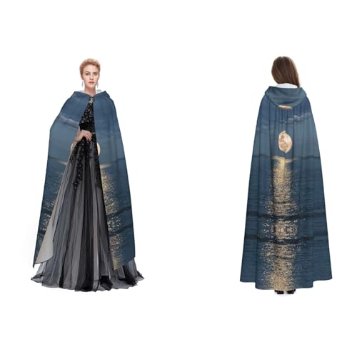 (Bright Moon At Sea Hippie) Unisex Kapuzenumhang Umhang Robe Cosplay Halloween Weihnachten Verkleidung Kostüme für Erwachsene von Cykazhst