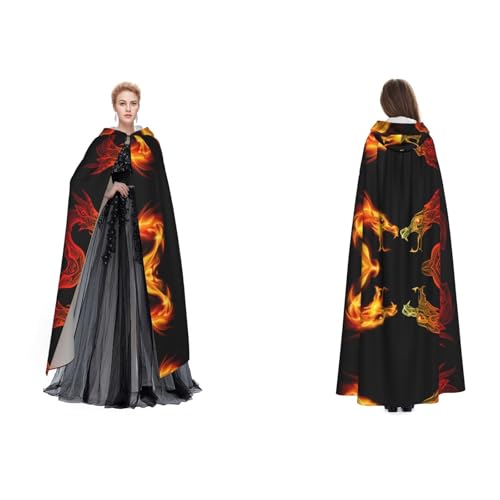 (Cool Two Fighting Roaring Dragon) Unisex Kapuzenumhang Umhang Robe Cosplay Halloween Weihnachten Verkleidung Kostüme für Erwachsene von Cykazhst
