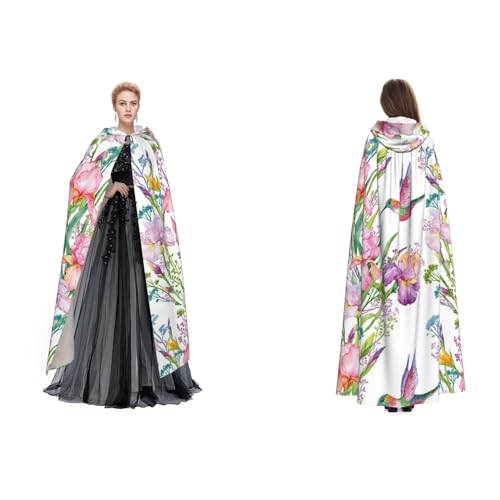 (Garten mit Vögeln und Blumen) Unisex Kapuzenumhang Umhang Robe Cosplay Halloween Weihnachten Verkleidung Kostüme für Erwachsene von Cykazhst