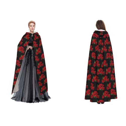 (Gothic Rose) Unisex Kapuzenumhang Umhang Robe Cosplay Halloween Weihnachten Verkleidung Kostüme für Erwachsene von Cykazhst