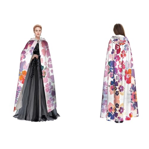 (Hawaii-Blumendruck) Unisex Kapuzenumhang Umhang Robe Cosplay Halloween Weihnachten Verkleidung Kostüme für Erwachsene von Cykazhst