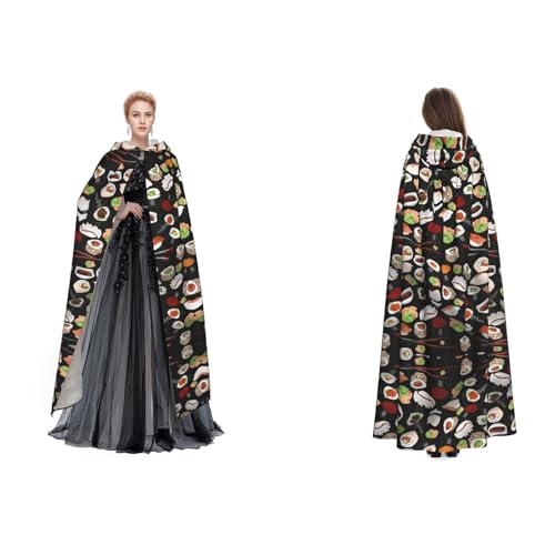 (Japanisches Sushi-Schwarz), Unisex-Kapuzenumhang, Umhang, Robe, Cosplay, Halloween, Weihnachten, Verkleidung für Erwachsene von Cykazhst