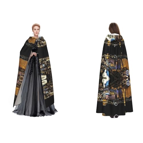 (Las Vegas Night View) Unisex Kapuzenumhang Umhang Robe Cosplay Halloween Weihnachten Verkleidung Kostüme für Erwachsene von Cykazhst