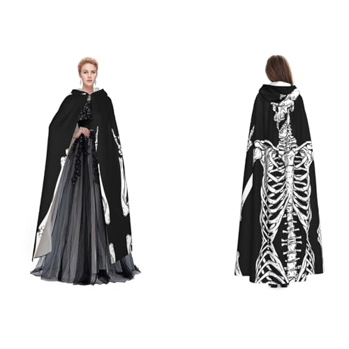 (Lustiges menschliches Skelett) Unisex Kapuzenumhang Umhang Robe Cosplay Halloween Weihnachten Verkleidung Kostüme für Erwachsene von Cykazhst