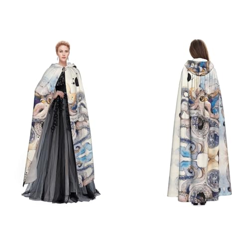 (Retro Octopus) Unisex Kapuzenumhang Umhang Robe Cosplay Halloween Weihnachten Verkleidung Kostüme für Erwachsene von Cykazhst