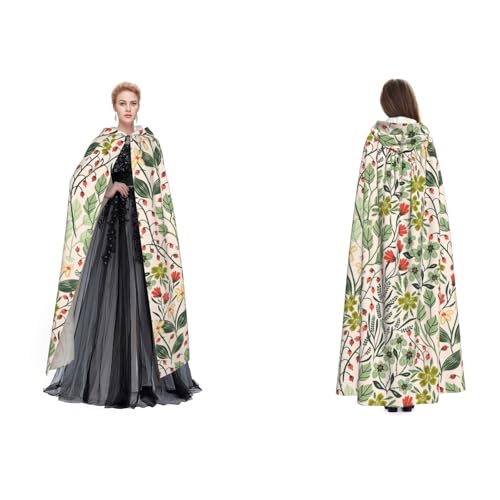 (Schöne Blumen) Unisex Kapuzenumhang Umhang Robe Cosplay Halloween Weihnachten Verkleidung Kostüme für Erwachsene von Cykazhst