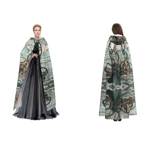 (Sea Monster Kraken Octopus) Unisex Kapuzenumhang Umhang Robe Cosplay Halloween Weihnachten Verkleidung Kostüme für Erwachsene von Cykazhst