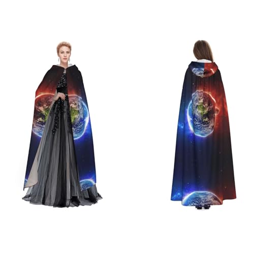 (Weltraumplanet Erde) Unisex Kapuzenumhang Umhang Robe Cosplay Halloween Weihnachten Verkleidung Kostüme für Erwachsene von Cykazhst