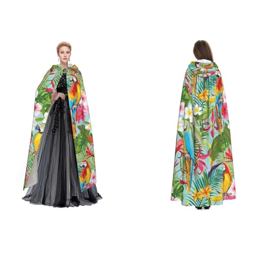 Kapuzenumhang mit tropischen Pflanzen und Papageien, Unisex, für Cosplay, Halloween, Weihnachten, für Erwachsene Kapuzenumhang mit tropischen Pflanzen und Papageien, Unisex, für Cosplay, Halloween, Weihnachten, für Erwachsene von Cykazhst
