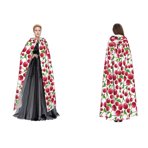 Rote Kirschen Unisex-Kapuzenumhang für Cosplay, Halloween, Weihnachten, Kostüme für Erwachsene von Cykazhst