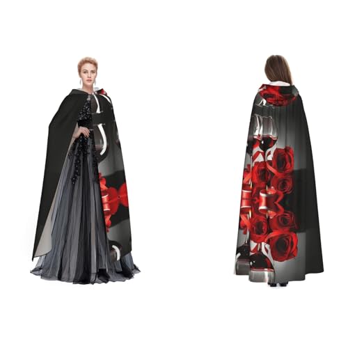 Rote Rose Weinglas und Kerze) Unisex Kapuzenumhang Umhang Robe Cosplay Halloween Weihnachten Verkleidung Kostüme für Erwachsene von Cykazhst