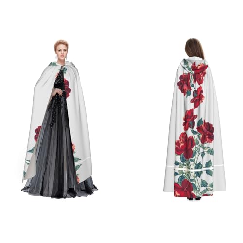 Rote Rosenblüten-Cluster-Kostüme, Unisex, mit Kapuze, für Cosplay, Halloween, Weihnachten, Verkleidung für Erwachsene von Cykazhst