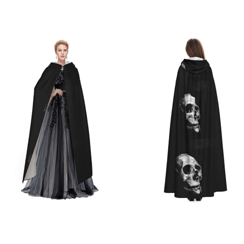 Unheimlicher gruseliger Totenkopf-Umhang mit Kapuze, Umhang für Cosplay, Halloween, Weihnachten, Kostüme für Erwachsene von Cykazhst