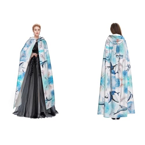 Unisex Kapuzenumhang (Meereswal und Quallen) Umhang mit Kapuze, Cosplay, Halloween, Weihnachten, Verkleidung für Erwachsene von Cykazhst